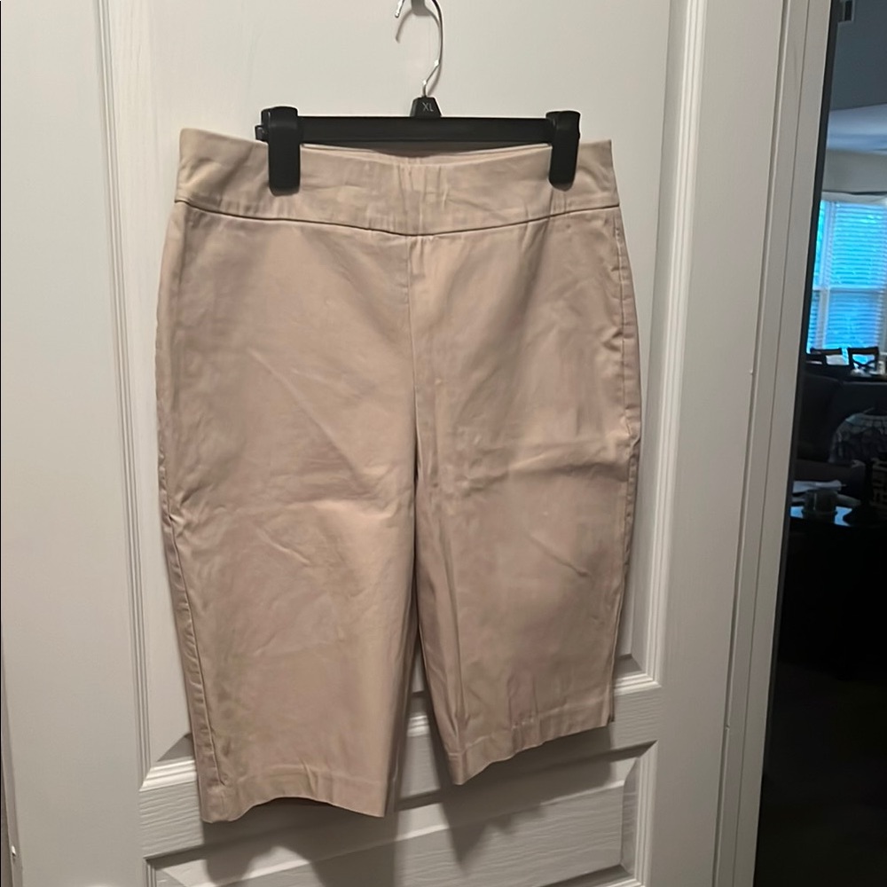 Chico's Tan Bermuda Shorts with Tailored Design